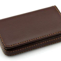 storite Pocket Sized Stitched PU Leather Credit Debit Business Card Holder Wallet for Men & Women (Coffee Brown) image 1