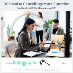 BANIGIPA Open Ear Headphones w/Detachable Boom Mic, True Wireless Earbuds w/DSP Noise Canceling Microphone for Calling, Bluetooth 5.4 Headset w/Charging Case for Office Home Working Traveling-60H image 2