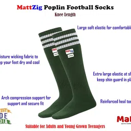 MattZig Indian Football Socks (Poplin) Green - 1 Pair image 3