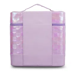 SHAMAX® Premium Makeup Organizer Box Jwellery Case Makeup Box Train Case & Cosmetic Kit Organizer for Women Makeup Brushes Accessories, 4 Tray with Big Drawer Compartments (PU Leather) Purple image 4