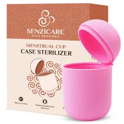 Senziwash Menstrual Cup Sterilizer Case | Easy-To-Use | Kills 99% Of Germs In 3 Minutes | Microwave Friendly | Reusable Silicone Sterilizing Holder (Sterilizer & Case (Pink)) image 1