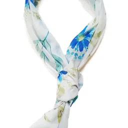 one echelon Fine Chiffon Ombre Scarf for Women Lightweight Fashion Scarves in Print Floral Pattern (Aquamarine Blue) image 1