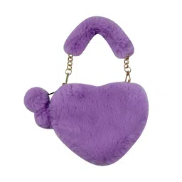 aibearty Women Girls Faux Fur Heart Shaped Handbag Plush Shoulder Bag Clutch Purse with Metal Chain Strap image 1