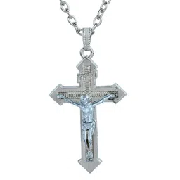 cresha Metal Jesus Cross Crucifix Rosary Prayer Bead Necklace Christian Jewellery for Men and Women image 1