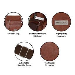 nfi essentials Men's Leather Sling Bag Stylish Cross Body Travel Office Business Messenger Bag for Men & Women image 3
