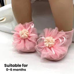 syga Baby Flower Hairband & Shoes Set Soft, Comfortable Fit for Ages 0-6 Month-old's | Ideal for Newborns & Toddlers image 2