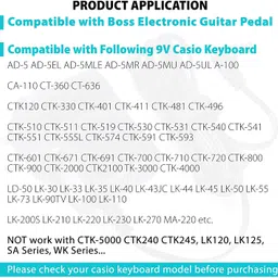 Taapsee 2 Meter Long Wire AC/DC Power Adapter for Ca$io CTK-551 image 3