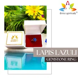 divine spirituals Premium Lapis Lazuli Diamond-Cut Natural Gemstone Ring AAA Grade Adjustable Lab-Certified Unisex Ring For Third Eye Chakra, Spiritual Growth, Meditation & Inner Peace image 2