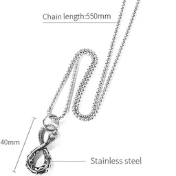 r art Infinity Snake Pendant Chain Necklace with Snake Adjustable Ring, European trending Style for Men & Boy image 4