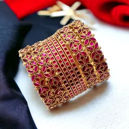 little lady boutique Silk Thread Kundan Bangles image 2