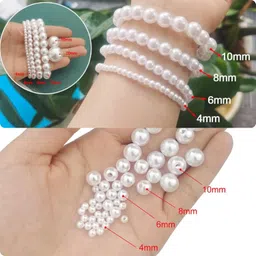 kwizy Pearl Beads Moti Combo For Jewelry Making 1200 Pcs Acrylic Plastic Embroidery Art And Craft Kids DIY Making Purpose Loose Pearls With Holes For Bracelet Necklace Earring Sewing Crafts Decoration image 2