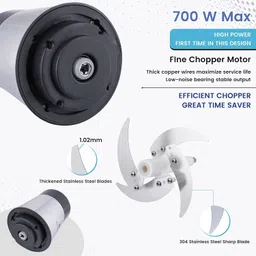 shoppofobix Electric Chopper, Meat Grinders with Stainless Steel Bowl Heavy 700W Motor - 2 Speed Modes for Kitchen Food Processor, Meat, Vegetables, Onion, Mince (2 Liter) (350ML) (2L) image 5