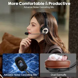 emaiker USB Headset with Microphone for PC Laptop w Mic Mute Volume Controller for Dragon Voice Recognition Dictation Wired PC Headphone for School Kids Office Skype Chat Zoom Conference Calls Gaming image 5