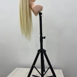 FLUSHIA Steel Dummy Stand | Wig Head Stand Holder for Cosmetology Practice with Foot Pedal,Carrying Bag Black Color image 3