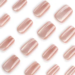 HIGHLINE 24 Reusable Artificial Fake Nail Set| Base Peach Colour with Glossy Nail |Lightweight & Long Lasting| Easy To Use| Quick Fix For Festivals & Special Occasions image 2