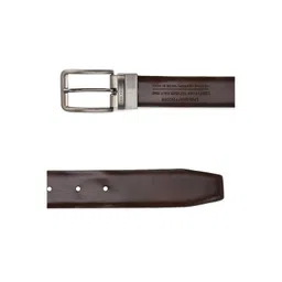louis philippe Men Solid Reversible Formal Italian Leather with Brush Gun Metal Buckle Belt image 4