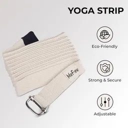 MeFree Yoga Strap 9ft for Stretching & Flexibility – Premium Cotton Yoga Belt with Adjustable D-Ring | Ideal for Pilates, Physical Therapy, & Home Workouts (Beige) image 4