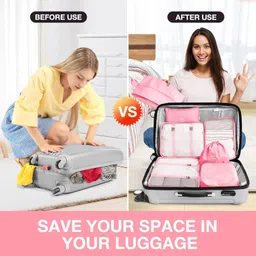 Spellwish Packing Cubes 7 Set Travel Organizer Cubes for Suitcases Lightweight Luggage Packing Orginzers for Travel Acessories (Pink) image 5