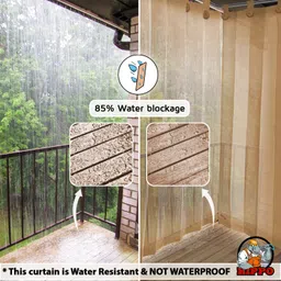 HIPPO 150 GSM Outdoor Sun Blocking Balcony Loop Curtains Sun & UV Protection, Light Filtering 4.5FTX7.5FT Door Curtain (Beige-Brown) image 3