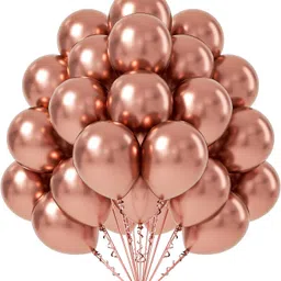 Flyloons 25 pcs Rose Gold Metallic Chrome Balloons for Birthday Decoration items celebration Anniversary Girls Boys Men Women image 1