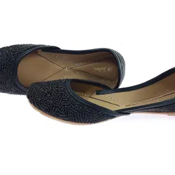 fulkari Women's Glow Beads Genuine Soft Leather Embroidered Jutis | Bite and Pinch Free Jutti | Punjabi Formal Juttis | Girl's Wedding Flat Ladies Mojari | Formal Ethnic Juti | image 2