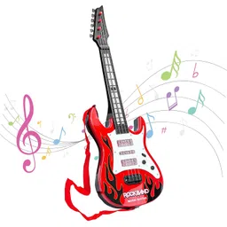 VGRASSP 4 String Rockband Guitar Toy for Kids with Cool Lights and Dynamic Music - Color As Per Stock (21 Inch Electric Guitar) image 1