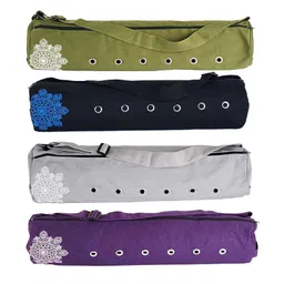 Enakshi (LABEL) Creations Yoga Mat Bag Breathable Fitness Pouch Canvas Wear Resistant Yoga Mat Carrier GreenSporting Goods|Fitness Running & Yoga|Yoga & Pilates|Mat Carriers & Bags image 2