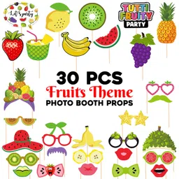 Zyozique 30 Pieces Frutti Photo Booth Props, Frutti Selfie Props Include Watermelon, Strawberry Grape Photo Props for Fruit Party Hawaiian Tropical Party Tutti Frutti Themed Birthday Party Supplies image 2
