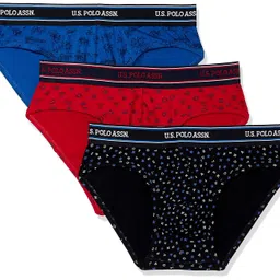 u.s. polo assn. Mens All Over Print Cotton Spandex I615 Briefs - Pack of 3 image 1