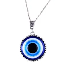 meenaz Evil eye Chain Pendant for Men Black Silver Boys Mens boyfriend gents Boy girls Women Unisex Stainless Steel platinum silver Necklace Chains Locket Valentine Titanium Stylish Pendant-413 image 1