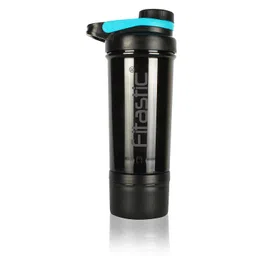 Fitastic Intense Protein Shaker Bottle with Steel Ball (Black) 500 ml Shaker (Pack of 1, Black, Blue, Plastic) image 2