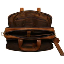 richsign leather accessories 16 Inch Men's Leather Briefcases Office Shoulder Bag image 5