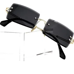 funglasses Vintage Rimless Sunglasses Rectangle Frameless Glasses Women Men image 1