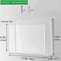 Elegant Creations Wall Mount Clear Acrylic Magazine Rack, Folder Organizer, Chart Holder, File Storage Rack(1 Count) image 2