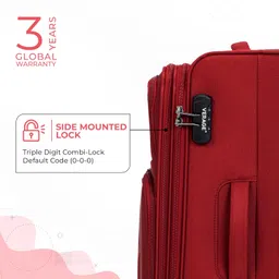 verage Optimus 57 cms Red Soft Sided Cabin Size Carry On Luggage Trolley Bag for Travel with Expandable & Anti Theft Zipper Suitcase Spinner for Men and Women image 3