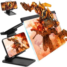 Drumstone 𝐆𝐑𝐄𝐀𝐓 𝐈𝐍𝐃𝐈𝐀𝐍 𝐃𝐄𝐀𝐋 15 Years Warranty 12" Screen Magnifier for Smartphone – 3D HD Phone Screen Amplifier for Movies, Videos & Gaming – Foldable Adjustable Stand (Black) image 1