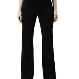 go colors Women's Solid High Rise Ponte Skinny Fit Bell Bottoms image 1