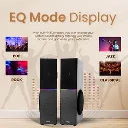 AKAI TS-120 Twin Tower Speaker 120 Watts|Powerful Bass & Surround Sound|RGB LED Lights|Wireless Mic Karaoke|Bluetooth, FM, HDMI ARC, USB, AUX|Home Theater & Party Speaker image 4