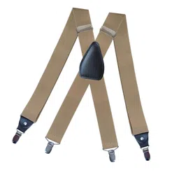 merishopp Men's Suspenders Elastic Straps Solid Heavy Duty 4 Clips Adjustable Unisex Beige| Mens Accessories | Suspenders Braces|1 Suspenders image 3