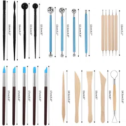 rubfac SERONLINE 24pcs Ball Stylus Dotting Tools, Clay Pottery Modeling Set Carving Tools Rock Painting Kit for Sculpture Pottery image 2