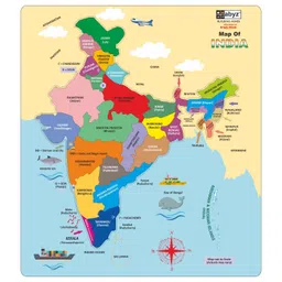 ABYZ India Map Wooden Jigsaw Puzzles - Geography for Kids Educational Toys for Learning Puzzles Suitable for Children Ages 4-8 - Fun & Challenging Brain Booster Games Focus and Memory for Boys & Girls image 1