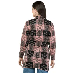 lady willington Women Round Neck Long Coat Warm Fabric Cardigan Winter Wear Pure Wool Thick Sweater For Women 100% Rainbow Wool Cotty Fully Warm Cardigans With Side Pockets (L, RED VELVET) image 2