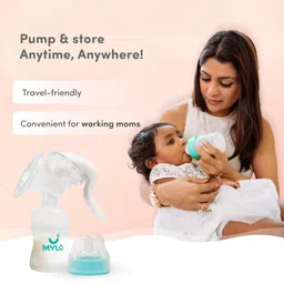 Mylo Manual Breast Pump For Feeding Mothers with Suction Valve (150ml)| Anti Colic & BPA Free Breast Pump| Compact, Lightweight & Easy to Clean image 3