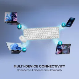 RAPOO 9320M Bluetooth 4.0, 5.0 + 2.4G Wireless Multi-Mode Keyboard Mouse Combo, Aluminum Base, 2400 DPI, 10M Range, Compact White image 2