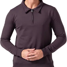 DAMENSCH Mens Solid Regular Fit Microfibre Elastane Full Sleeve Half Zip Statement Elemental Sweatshirt Comfortable Casual Wear Half-Zip Sweatshirt image 1