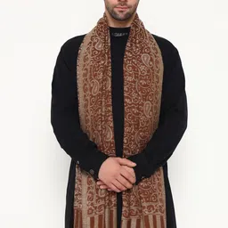 pashtush Mens 100% Pure Wool With Woolmark Certificate Stole, Paisley Design, Brown image 3