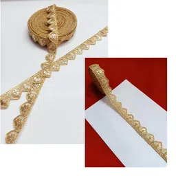 chahat lace Chahat Laces Flower Cutwork Design Trim Heavy Zari Work Border for Sarees, Kurtis, Dresses, Duptaa, and Lehenga(Rose Gold) image 1