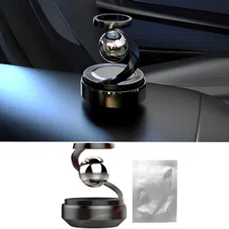 DETACHI Solar Rotating Car Air Freshener – Refillable Dashboard Air Purifier, Stylish Autorotation Decoration for Car Interior, Eco-Friendly Fragrance Diffuser (Black) image 1