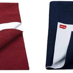 LuvLap Instadry Anti-Piling Fleece, Small Size 100x140cm, Pack of 1, Navy Blue & Instadry Anti-Piling Fleece, Small Size 70x100cm, Pack of 1, Maroon image 1