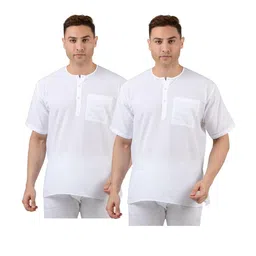 maharaja Men's Pure Cotton Straight Short Kurta | Pack of 2 image 1